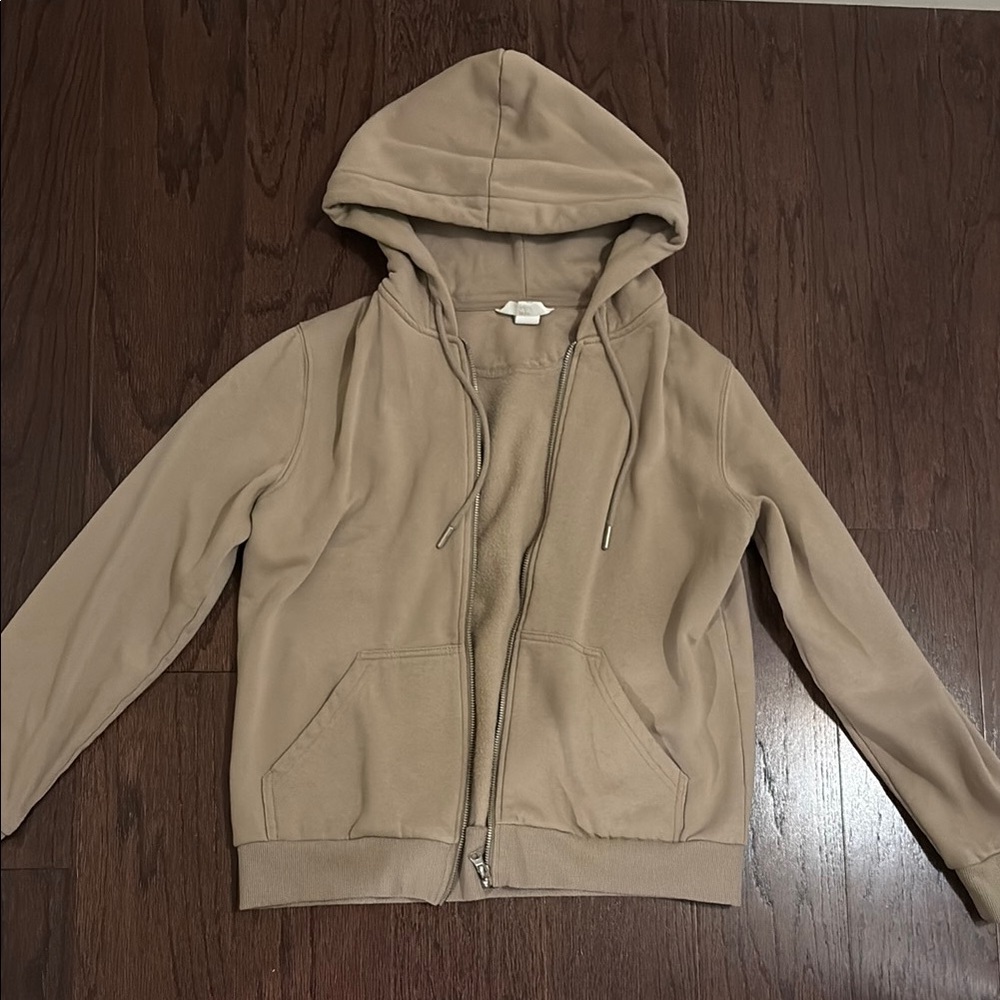 H&M Tan Zip-Up Jacket with Hood